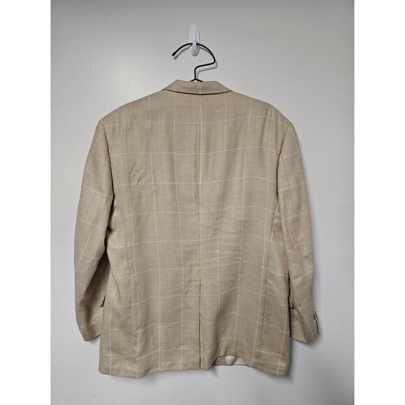 TOMMY HILFIGER Men's Vintage Tan Plaid Suit Jacket Blazer 43R Sport Coat Summer - Picture 5 of 11